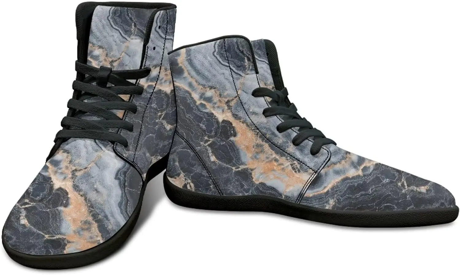 Mens High Top Shoes Wide Toe Box Barefoot Shoe Lace Up Non-Slip Outdoor Walking Sneakers with Zero Drop Sole