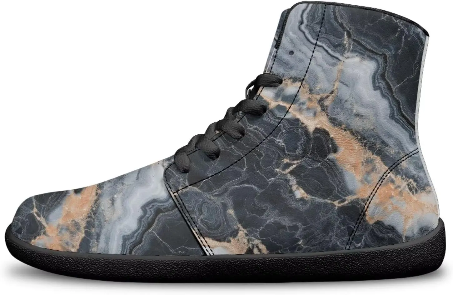Mens High Top Shoes Wide Toe Box Barefoot Shoe Lace Up Non-Slip Outdoor Walking Sneakers with Zero Drop Sole