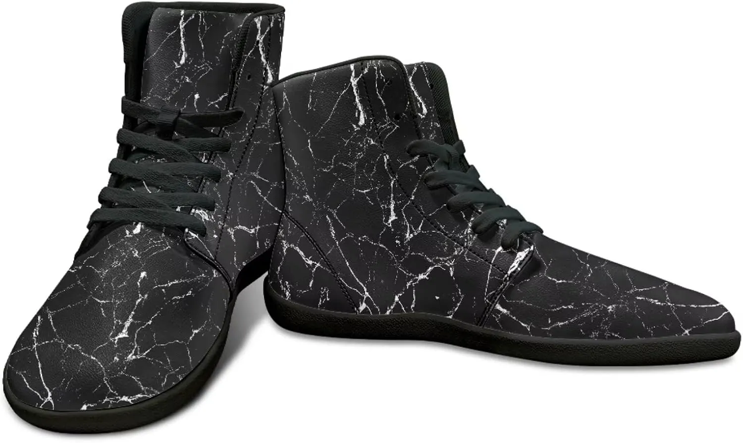 Mens High Top Shoes Wide Toe Box Barefoot Shoe Lace Up Non-Slip Outdoor Walking Sneakers with Zero Drop Sole