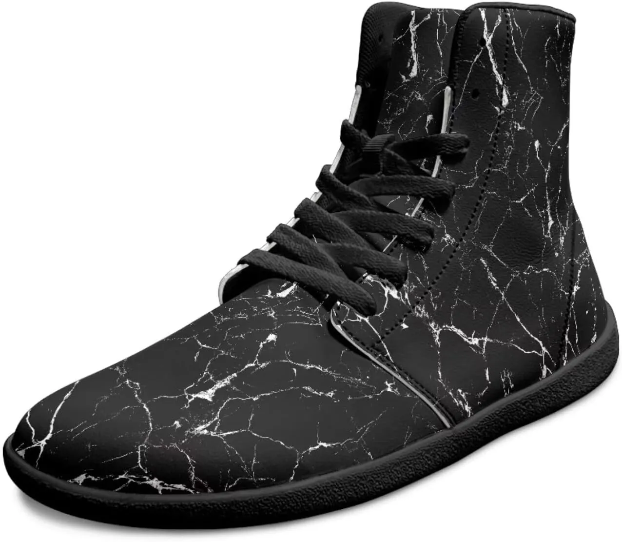 Mens High Top Shoes Wide Toe Box Barefoot Shoe Lace Up Non-Slip Outdoor Walking Sneakers with Zero Drop Sole