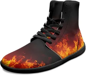 Mens High Top Shoes Wide Toe Box Barefoot Shoe Lace Up Non-Slip Outdoor Walking Sneakers with Zero Drop Sole