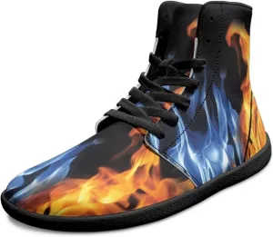 Mens High Top Shoes Wide Toe Box Barefoot Shoe Lace Up Non-Slip Outdoor Walking Sneakers with Zero Drop Sole