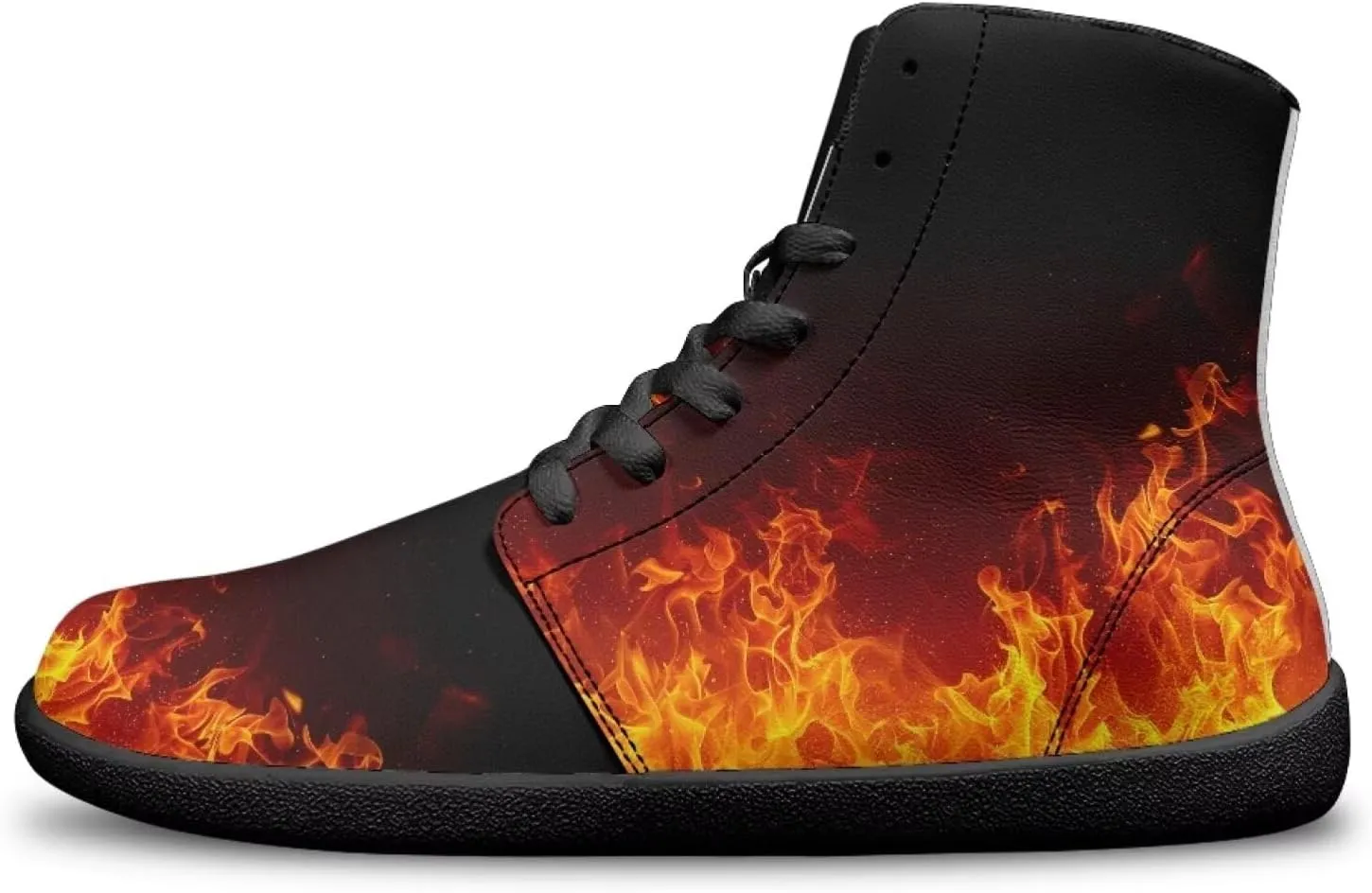 Mens High Top Shoes Wide Toe Box Barefoot Shoe Lace Up Non-Slip Outdoor Walking Sneakers with Zero Drop Sole