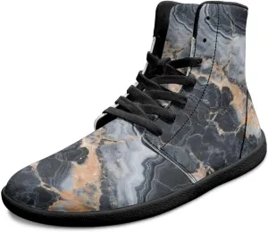 Mens High Top Shoes Wide Toe Box Barefoot Shoe Lace Up Non-Slip Outdoor Walking Sneakers with Zero Drop Sole