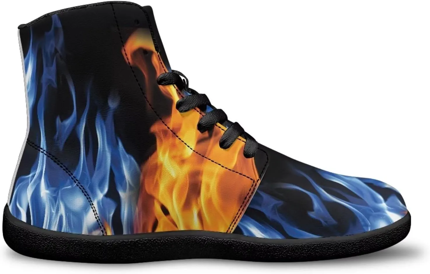 Mens High Top Shoes Wide Toe Box Barefoot Shoe Lace Up Non-Slip Outdoor Walking Sneakers with Zero Drop Sole