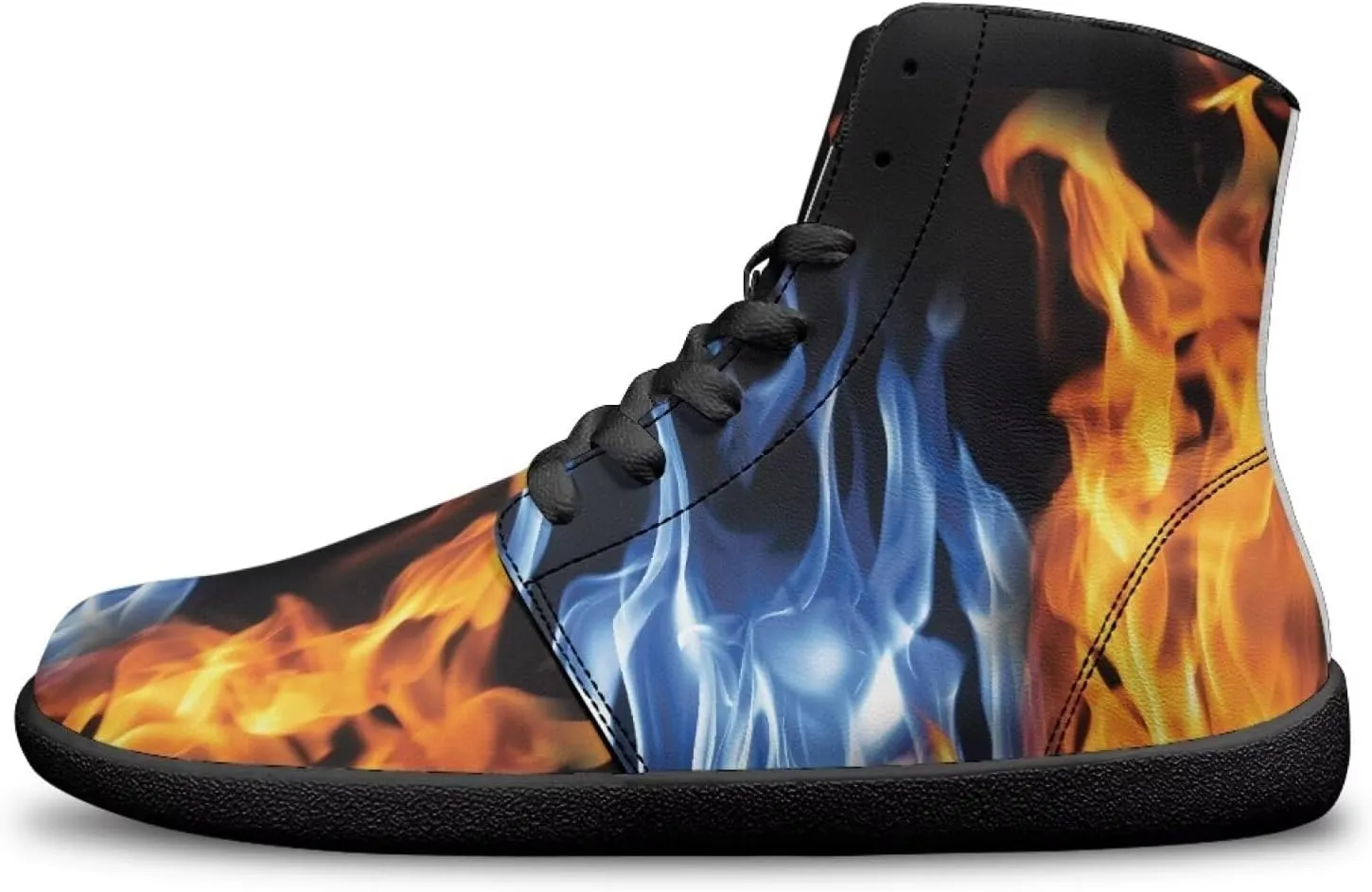 Mens High Top Shoes Wide Toe Box Barefoot Shoe Lace Up Non-Slip Outdoor Walking Sneakers with Zero Drop Sole