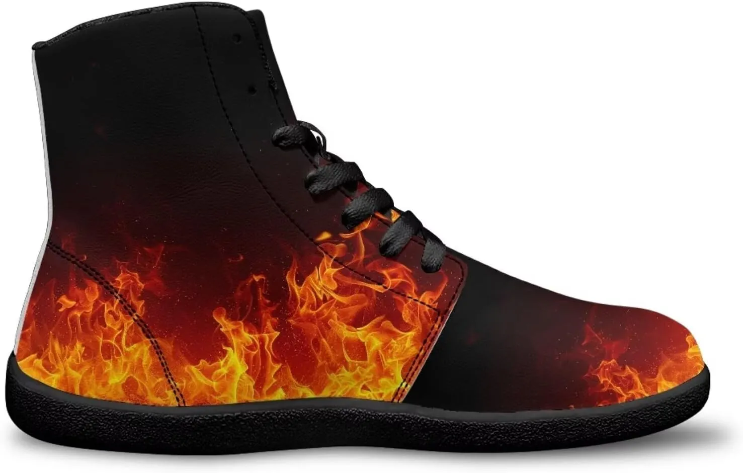 Mens High Top Shoes Wide Toe Box Barefoot Shoe Lace Up Non-Slip Outdoor Walking Sneakers with Zero Drop Sole
