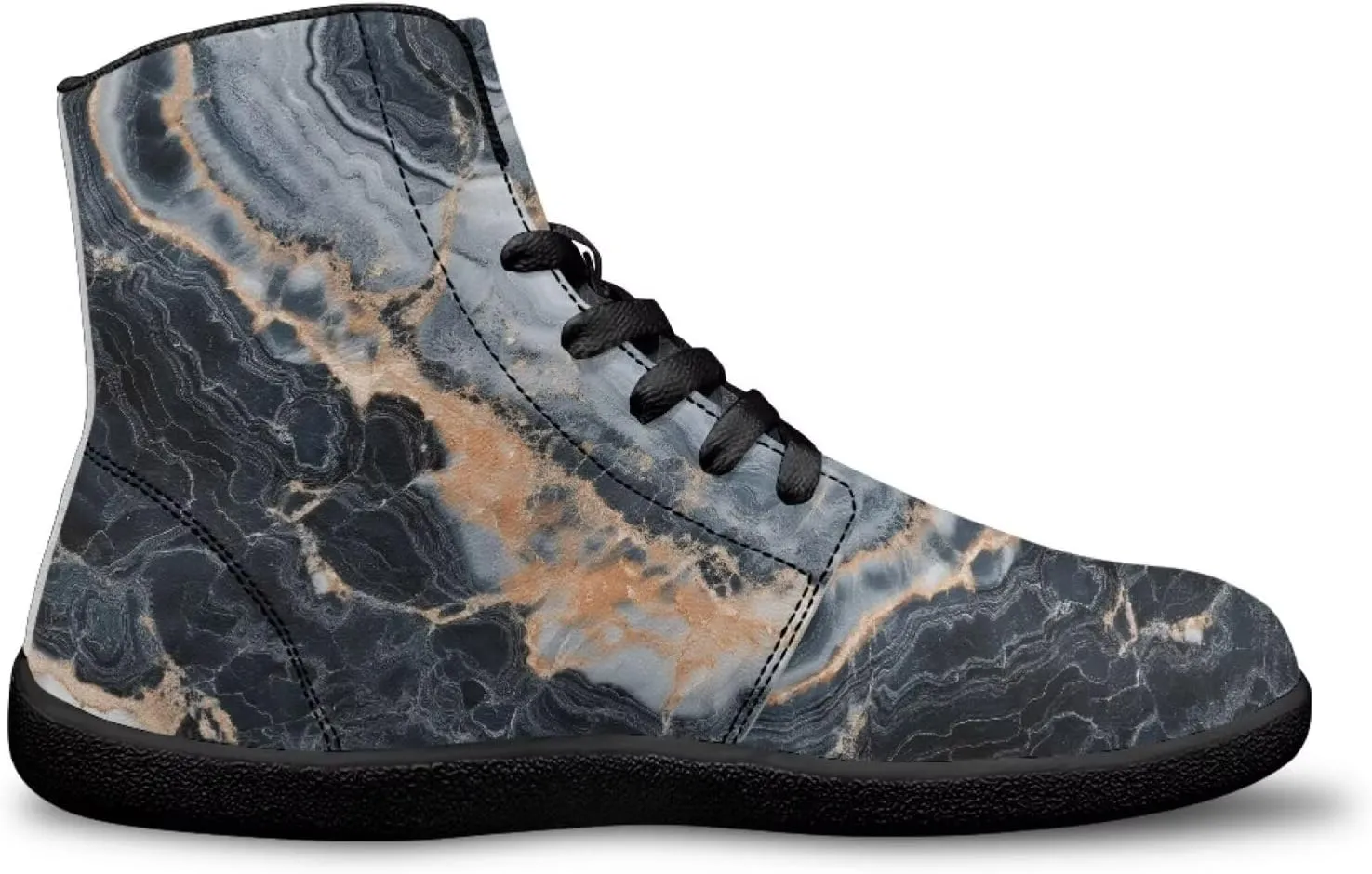 Mens High Top Shoes Wide Toe Box Barefoot Shoe Lace Up Non-Slip Outdoor Walking Sneakers with Zero Drop Sole