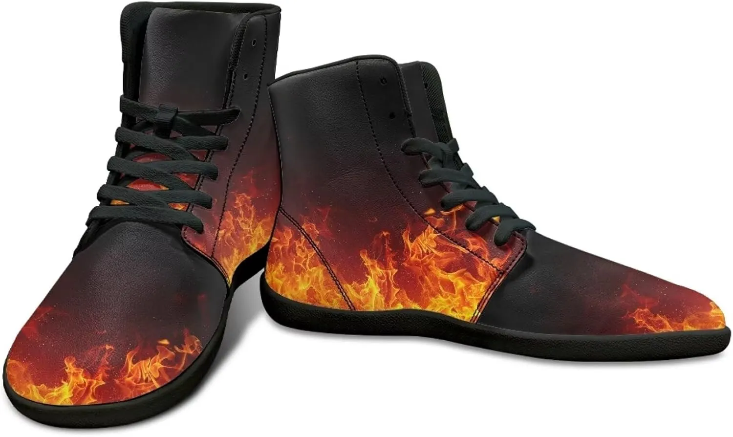Mens High Top Shoes Wide Toe Box Barefoot Shoe Lace Up Non-Slip Outdoor Walking Sneakers with Zero Drop Sole