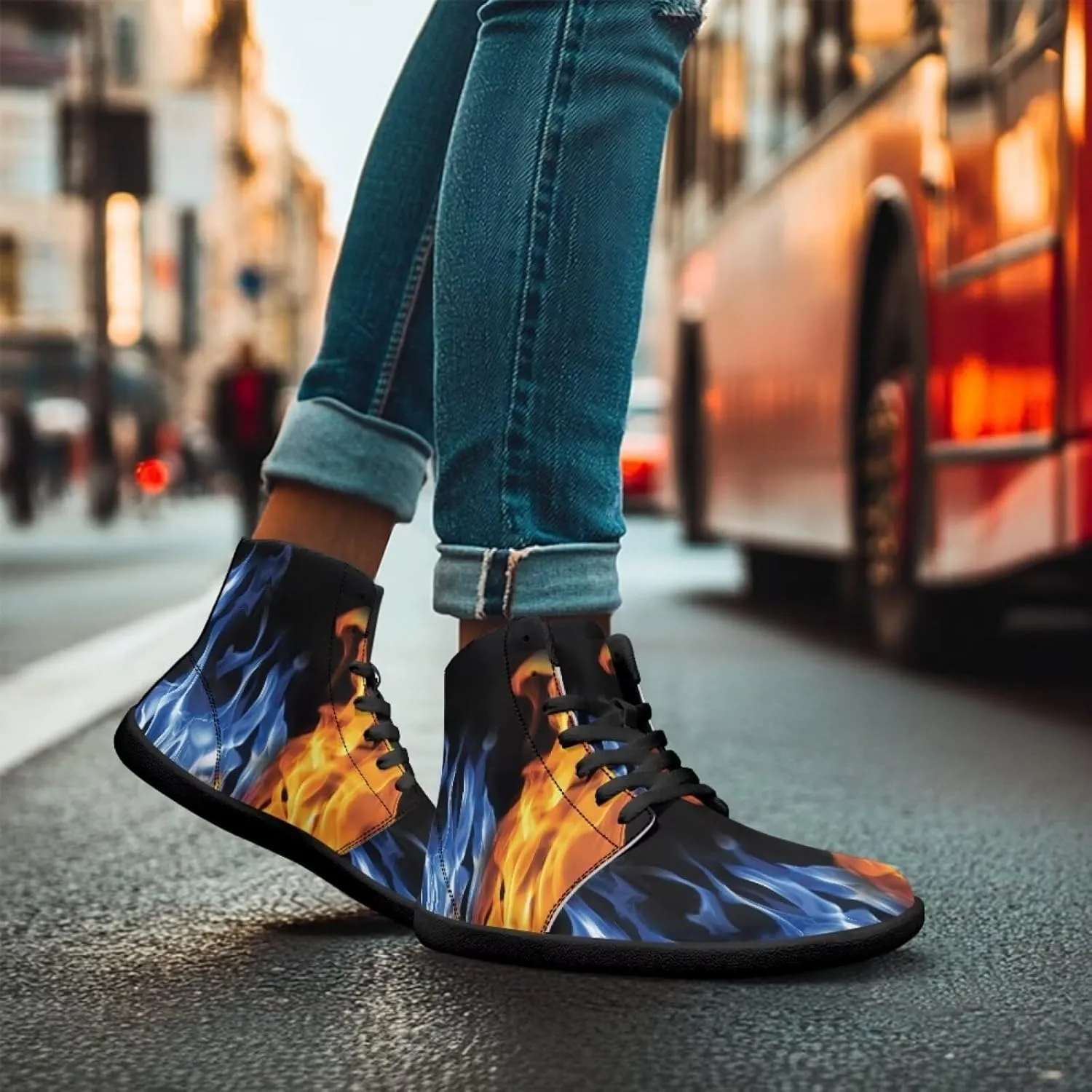 Mens High Top Shoes Wide Toe Box Barefoot Shoe Lace Up Non-Slip Outdoor Walking Sneakers with Zero Drop Sole