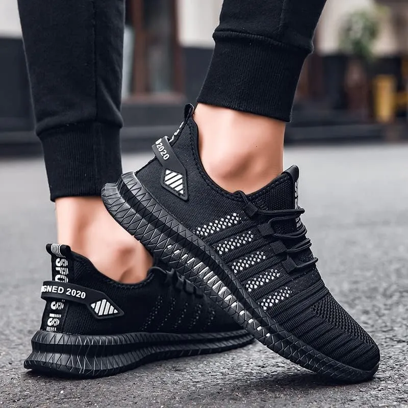 Mens Non Slip Walking Sneakers Lightweight Breathable Slip on Running Shoes Athletic Gym Tennis Shoes for Men