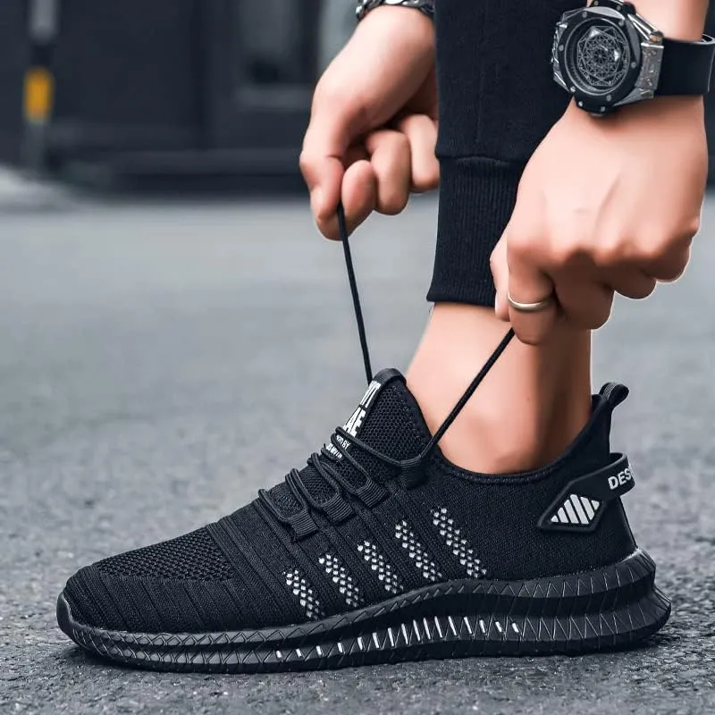 Mens Non Slip Walking Sneakers Lightweight Breathable Slip on Running Shoes Athletic Gym Tennis Shoes for Men