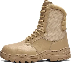Mens Plus Size Steel Toe Boots, Wide Comfortable Breathable Leather Anti-Smash and Anti-Puncture Work Construction Boots, Indestructible Non-slip Safety Work Boot, for Warehouse