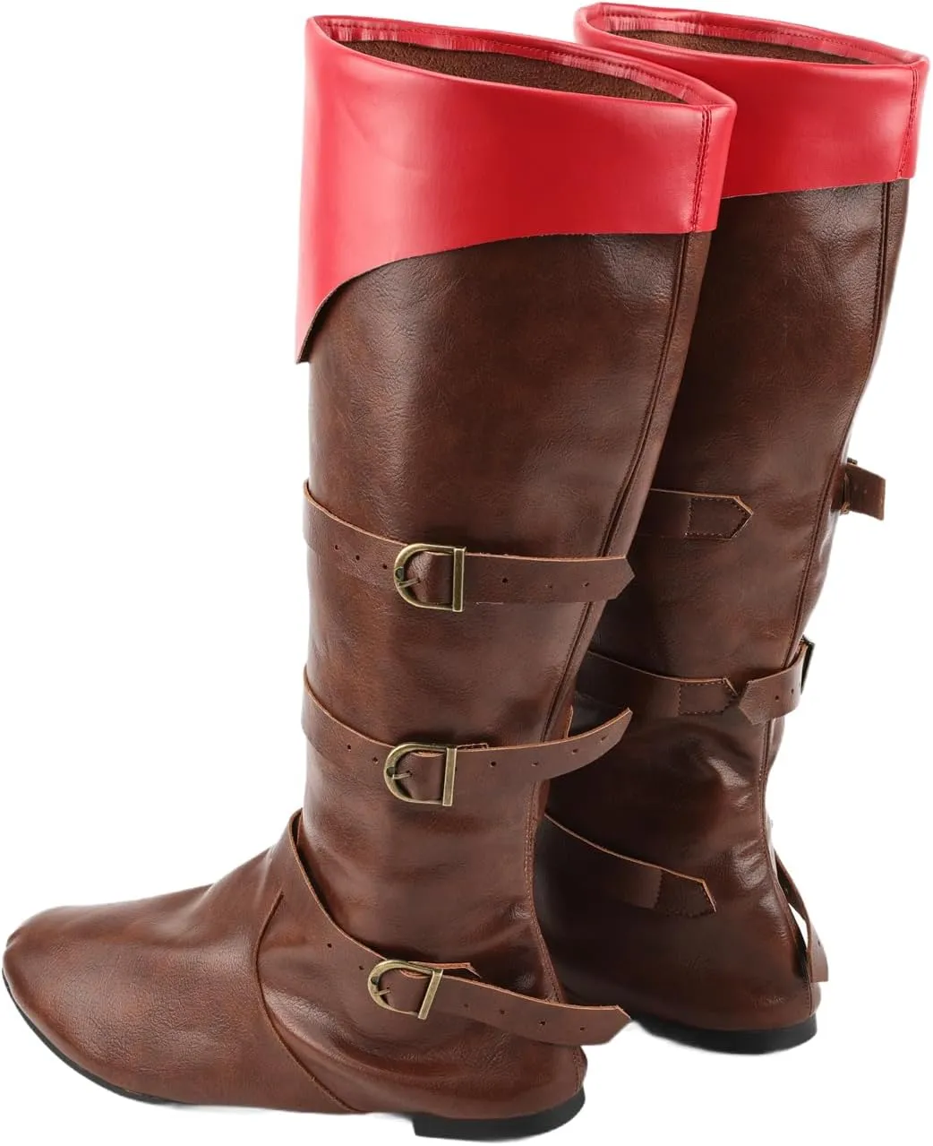 Mens Renaissance Pirate Pull On Boot Medieval Faux Leather Jazz Tall Boots for Halloween
