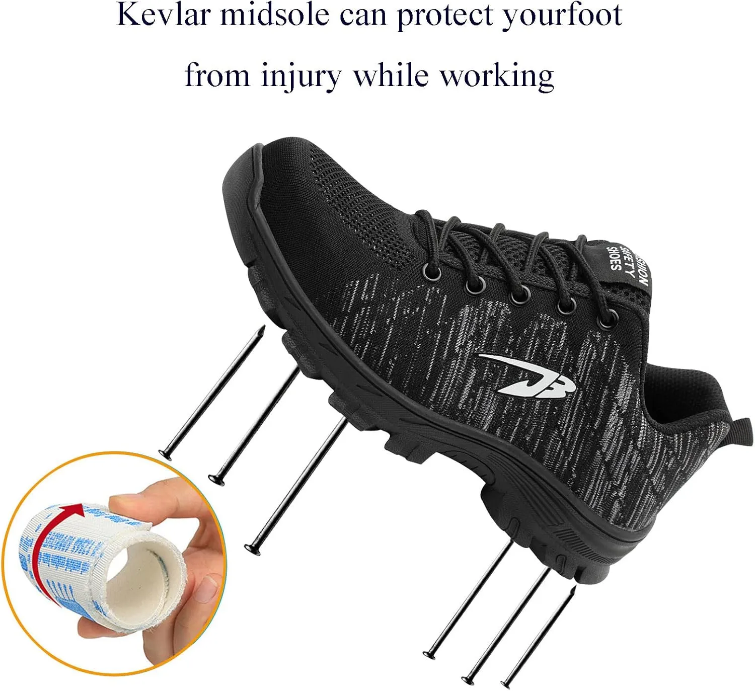 Men's Safety Toe Athletic Work Shoe,Lightweight Safety Shoes Slip Resistant Work Sneaker Breathable Puncture Proof Shoes,