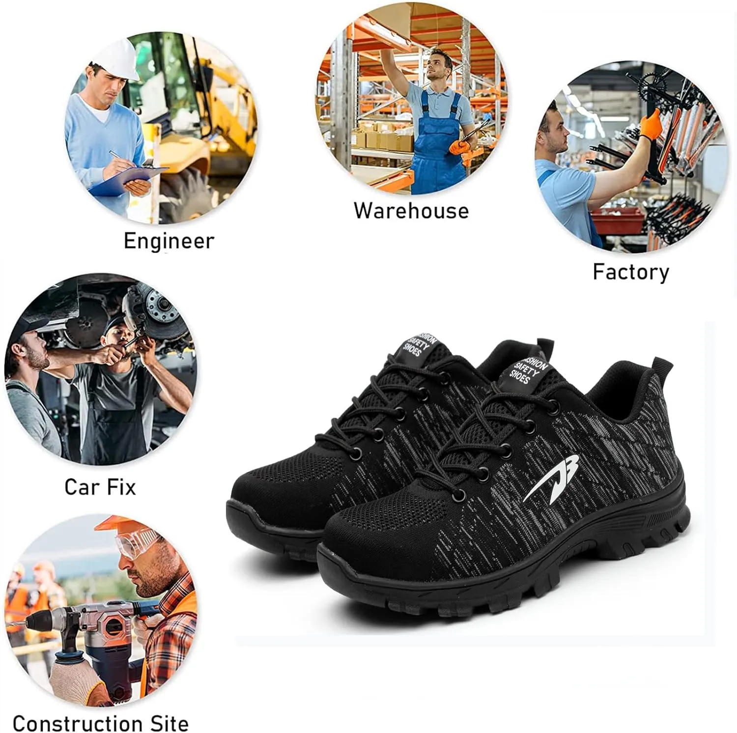 Men's Safety Toe Athletic Work Shoe,Lightweight Safety Shoes Slip Resistant Work Sneaker Breathable Puncture Proof Shoes,