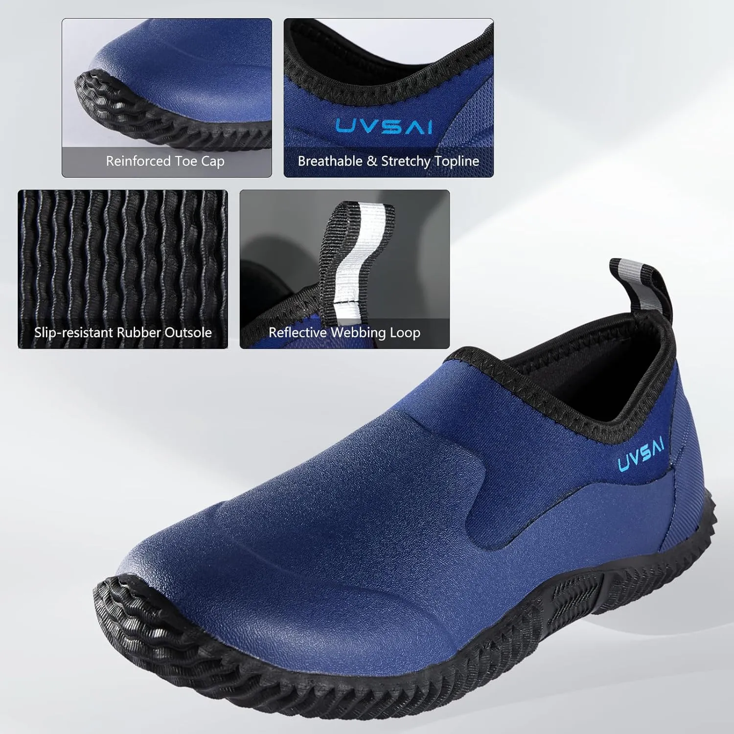 Mens Waterproof Garden Shoes Rain Boots Slip-On Footwear for Gardening Farming Camping Lawn Care Yard Work