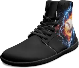 Mens Wide Toe Box Shoes High Top Lace Up Barefoot Sneakers Zero Drop Breathable Hiking Running Footwear
