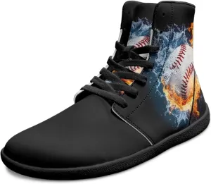Mens Wide Toe Box Shoes High Top Lace Up Barefoot Sneakers Zero Drop Breathable Hiking Running Footwear