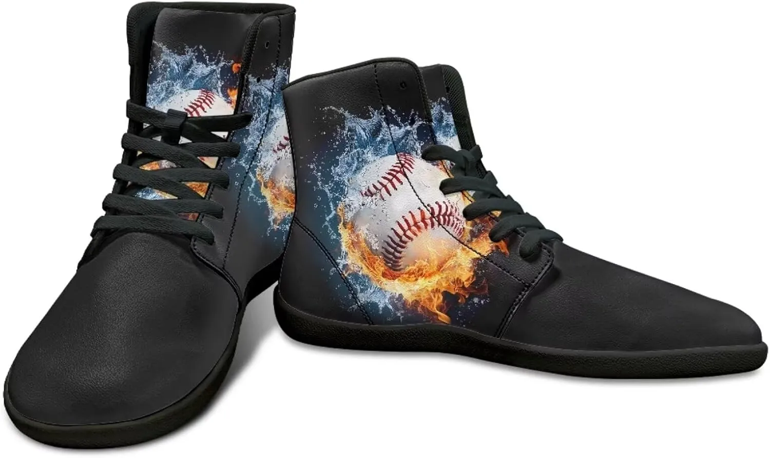 Mens Wide Toe Box Shoes High Top Lace Up Barefoot Sneakers Zero Drop Breathable Hiking Running Footwear