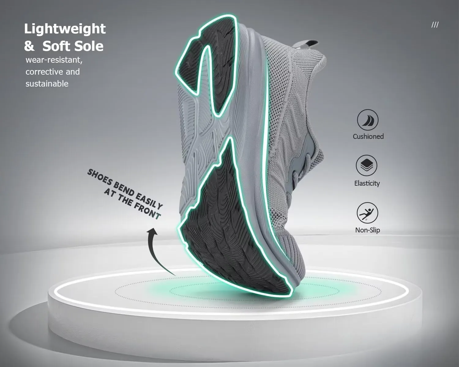 Mens Wide Walking Shoes Soft Sole Non Slip Running Comfortable Tennis Breathable Athletic Gym Workout Sport Sneakers