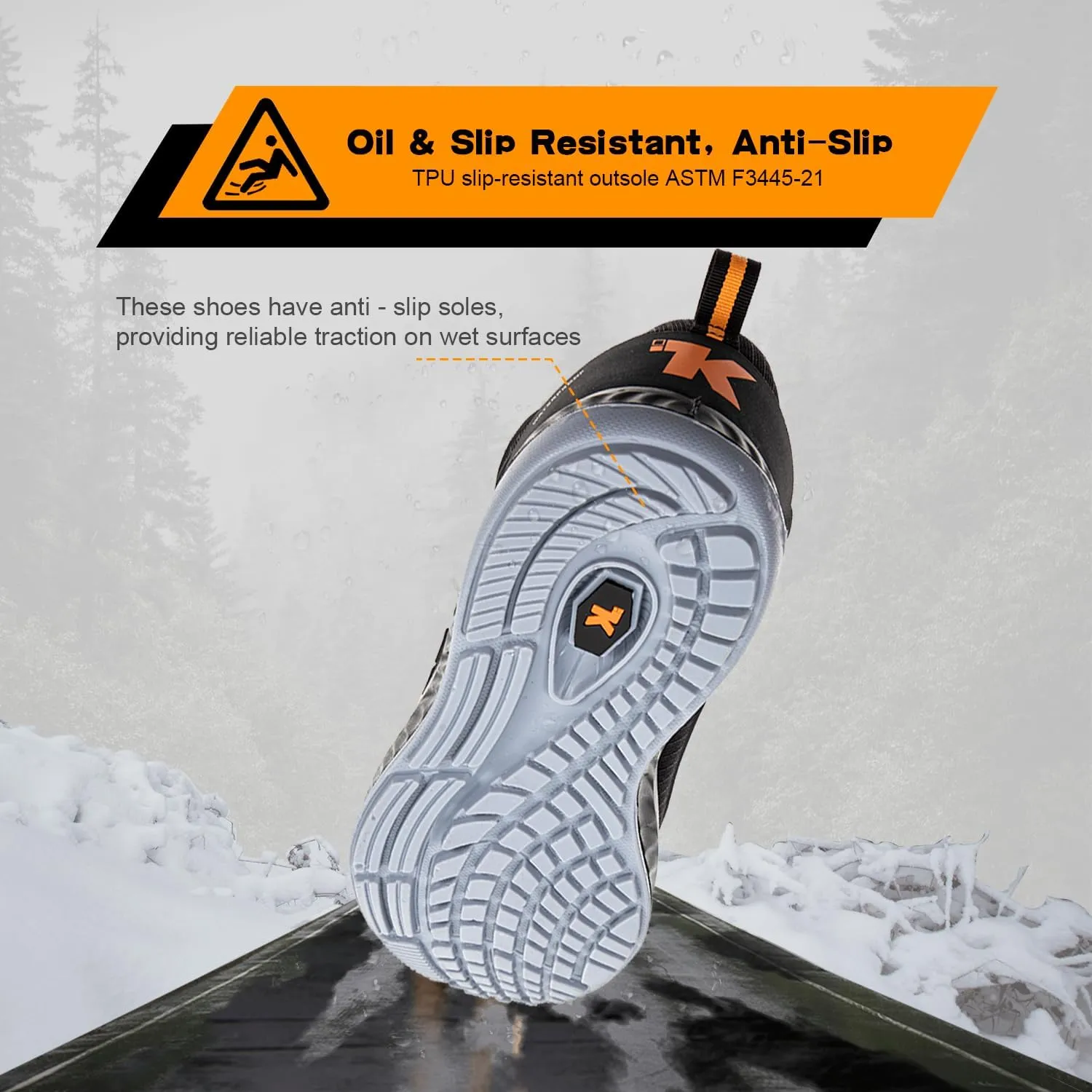 Men's Work & Safety Footwear, 100% Waterproof Composite Toe Electrical Hazard Industrial & Construction Safety Shoes ASTM F2413, Puncture Proof, Slip and Oil Resistant F3445 Work Sneakers