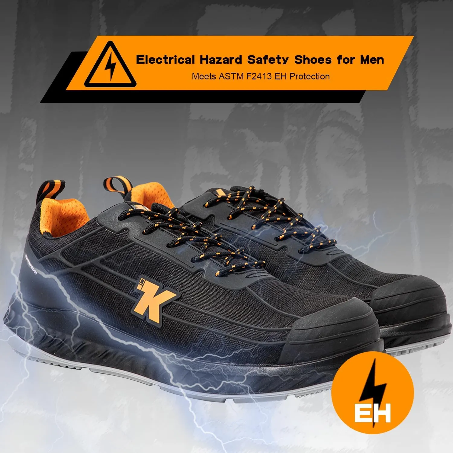 Men's Work & Safety Footwear, 100% Waterproof Composite Toe Electrical Hazard Industrial & Construction Safety Shoes ASTM F2413, Puncture Proof, Slip and Oil Resistant F3445 Work Sneakers