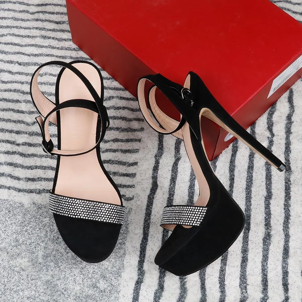 MERUMOTE Women's Platform Heels Sky High Heel Sandals Party Bridal Evening Shoes