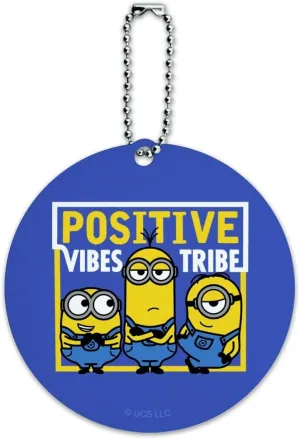 Minions Good Vibes Round Luggage ID Tag Card Suitcase Carry-On