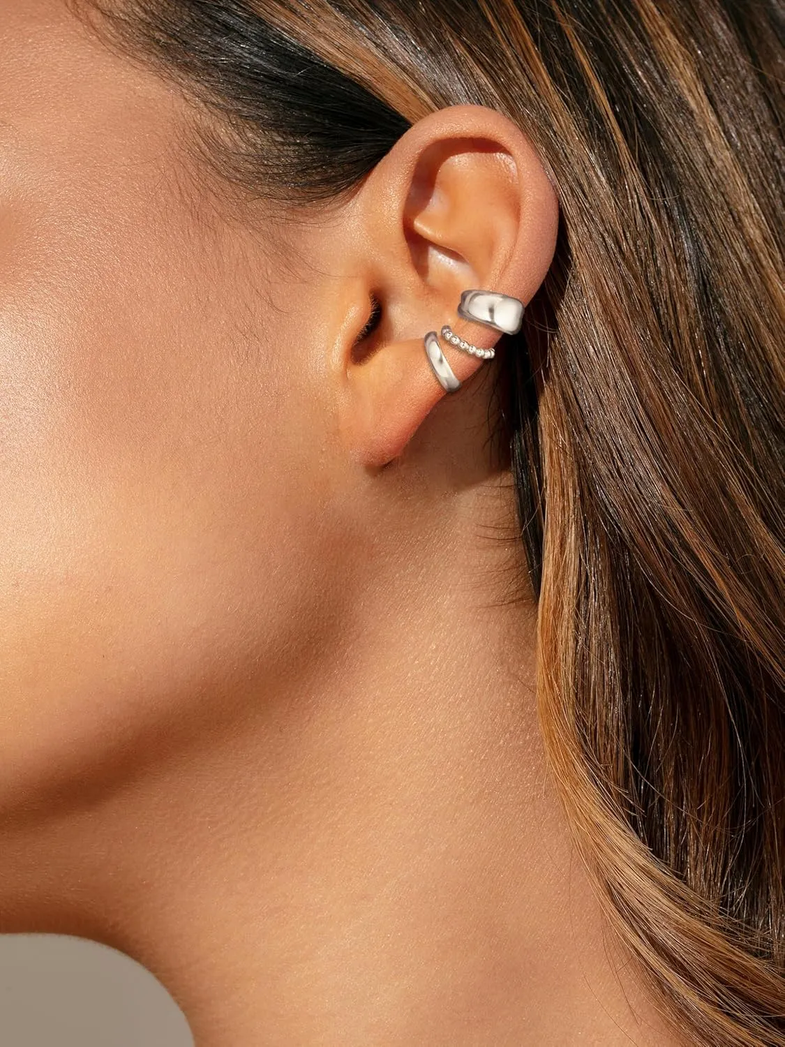 Moodear 3Pcs Chunky/Thin Ear Cuffs Non Piercing for Women - Dainty 14K Gold Plated Cuff Earring Trendy Cubic Zirconia Ear Cuff for Women Cartilage Jewelry Gift