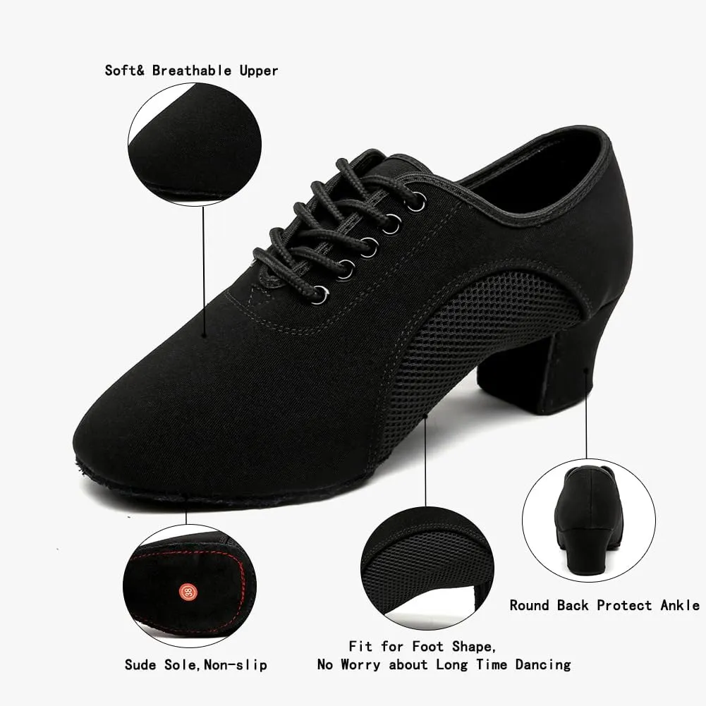 MSMAX Ballroom Dance Shoes Women Latin Dancing Heels Jazz Rhythm Teaching Shoes