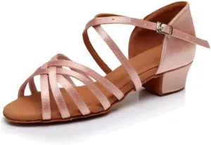 MSMAX Girls Latin Dance Shoe Low Heel Salsa Dancing Sandals for Women