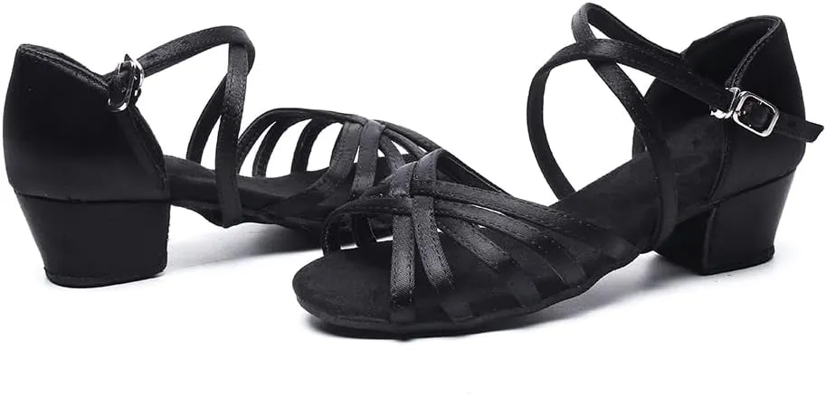 MSMAX Girls Latin Dance Shoe Low Heel Salsa Dancing Sandals for Women
