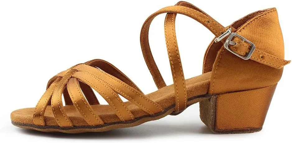MSMAX Girls Latin Dance Shoe Low Heel Salsa Dancing Sandals for Women