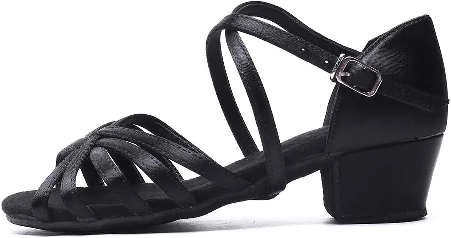 MSMAX Girls Latin Dance Shoe Low Heel Salsa Dancing Sandals for Women