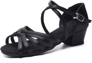 MSMAX Girls Latin Dance Shoe Low Heel Salsa Dancing Sandals for Women