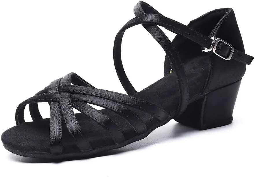 MSMAX Girls Latin Dance Shoe Low Heel Salsa Dancing Sandals for Women