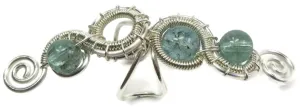 Natural Green Apatite and Sterling Silver Large Woven Gemstone Ear Cuff
