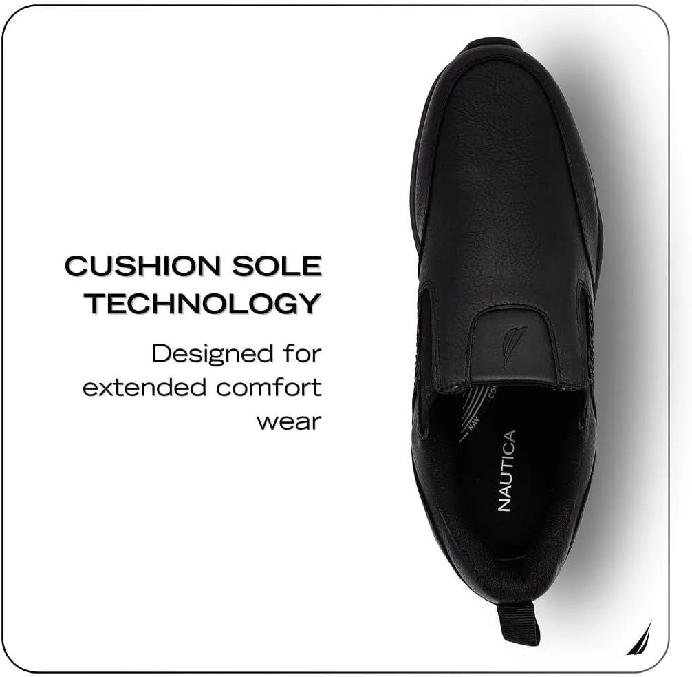 Nautica Slip On Black Non Slip Work Shoes, Safety Water Resistant Chef Kitchen Trabajo Zapatos Restaurant or Food Service Sneakers - Comfortable and Lightweight for Men and Women