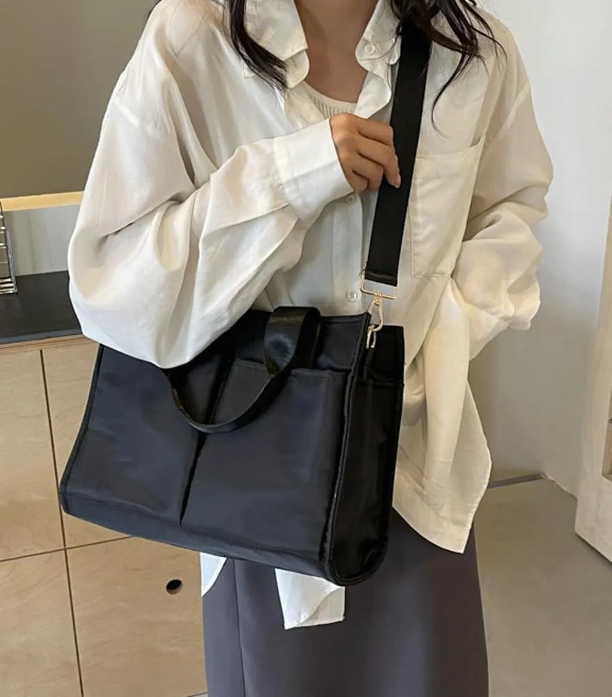 Nylon Women Tote Bag Canvas Retro Multi-pockets Shoulder Crossbody Purse Large Capacity Travel Bag Satchel Hobo Handbags