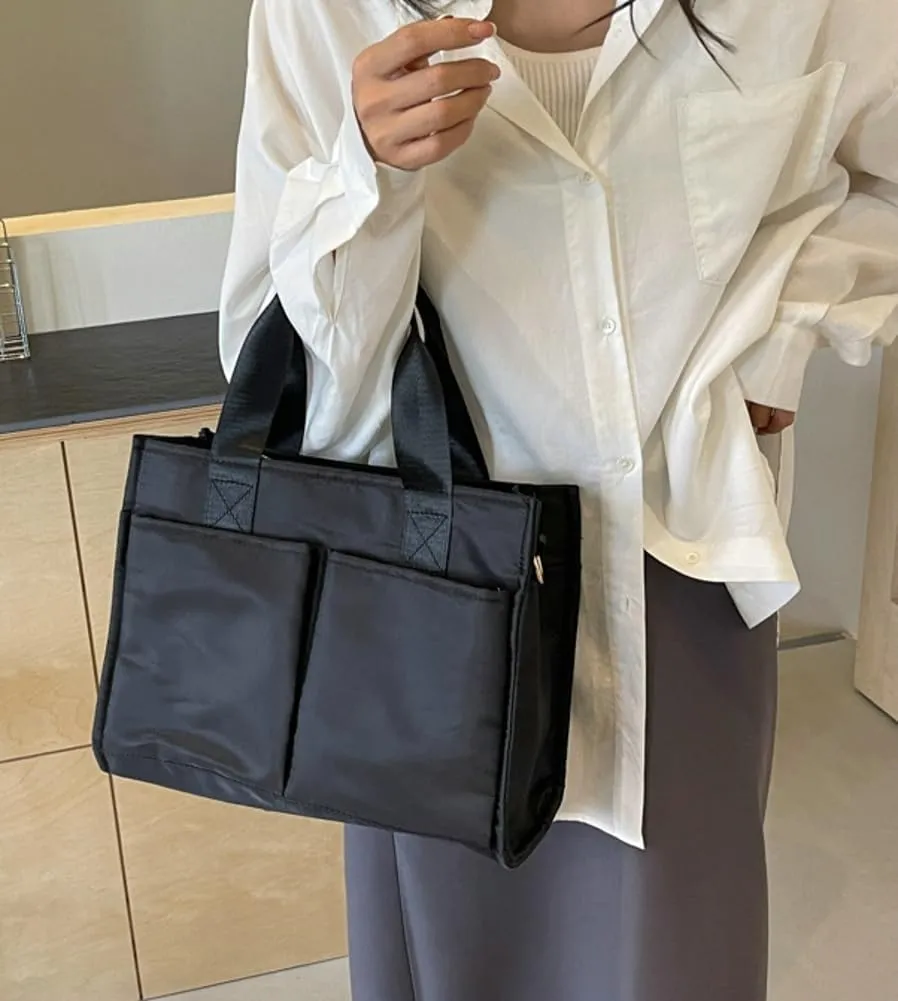 Nylon Women Tote Bag Canvas Retro Multi-pockets Shoulder Crossbody Purse Large Capacity Travel Bag Satchel Hobo Handbags