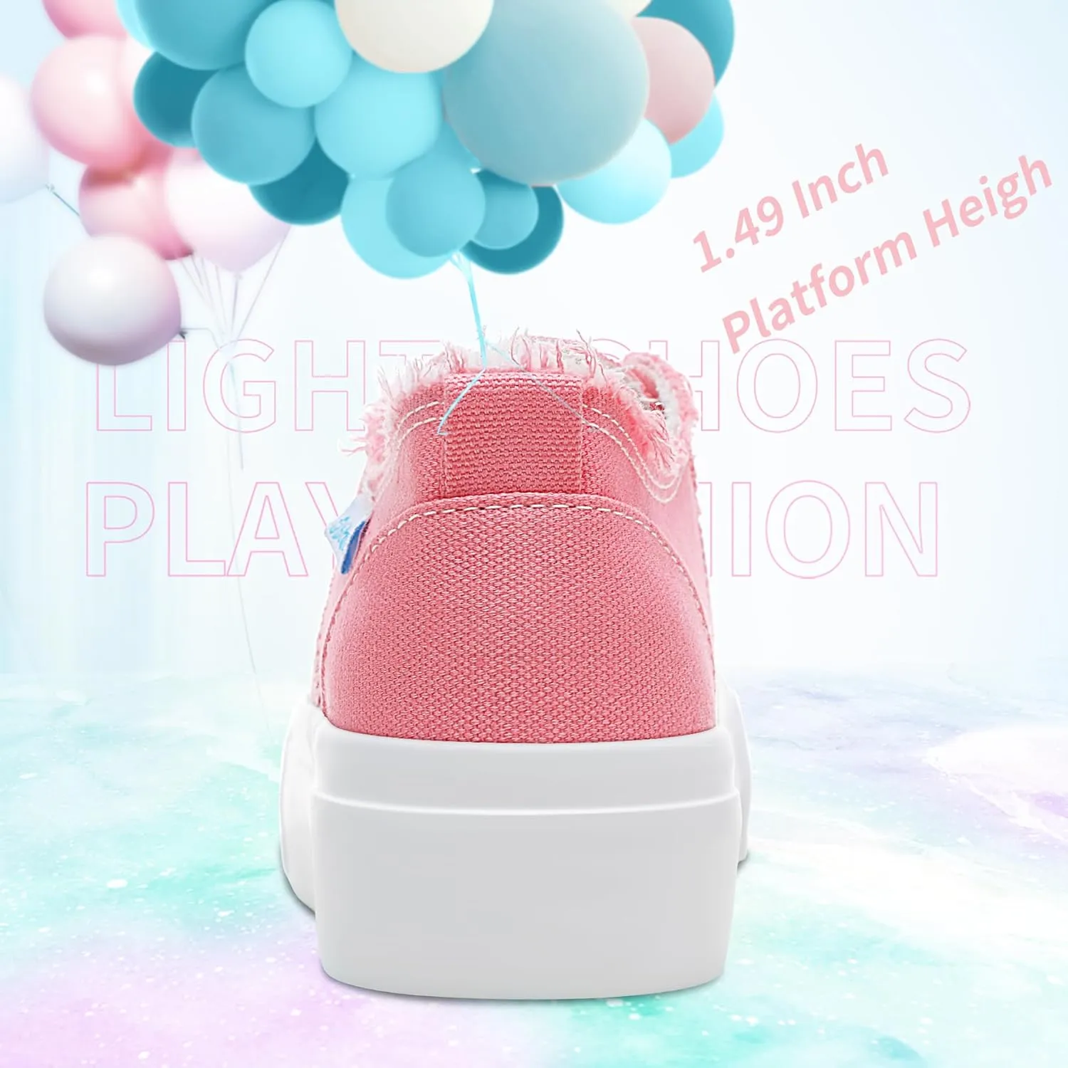 Obtaom Women Platform Canvas Sneakers White Comfort Play Fashion Sneakers Casual Lift Platform Lace Up Shoes Cute Low Top Walking Shoes for Lady