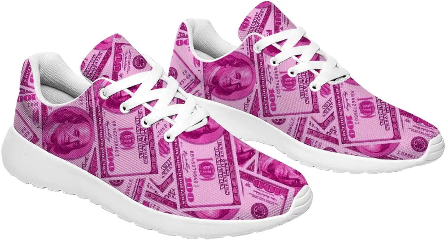 One Hundred Dollar Bill Print Shoes Womens Mens Fashion Sneakers Comfortable Running Tennis Shoes Gifts for Friends