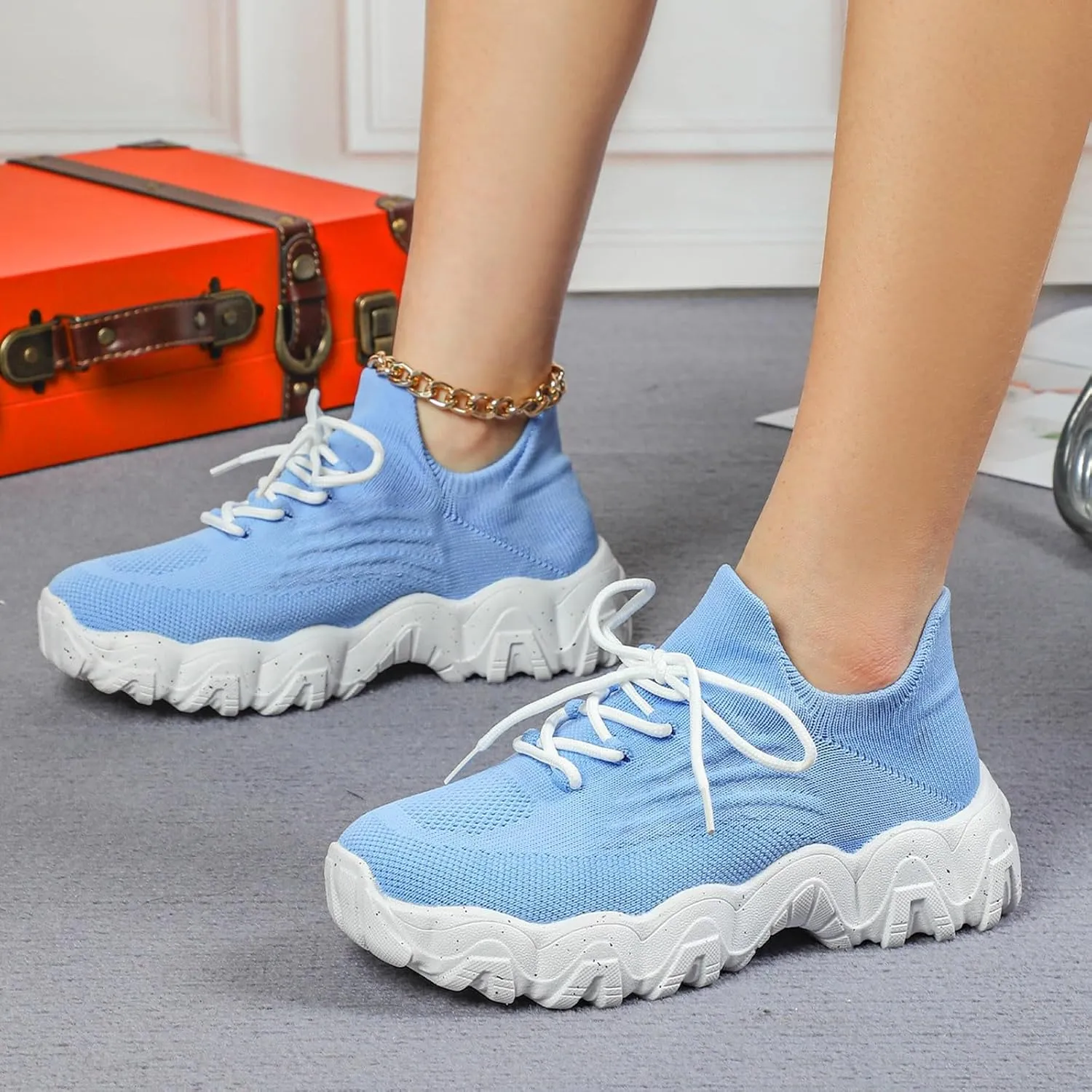 Orthopedic Shoes for Women Nurse Babe Shoes Comfort Wear Mesh Lace Lightweight Low-Cut Sneakers Non-Slip Fashion Breathable Casual Soft Sole Footwear Walking Running Sneakers with Arch Support