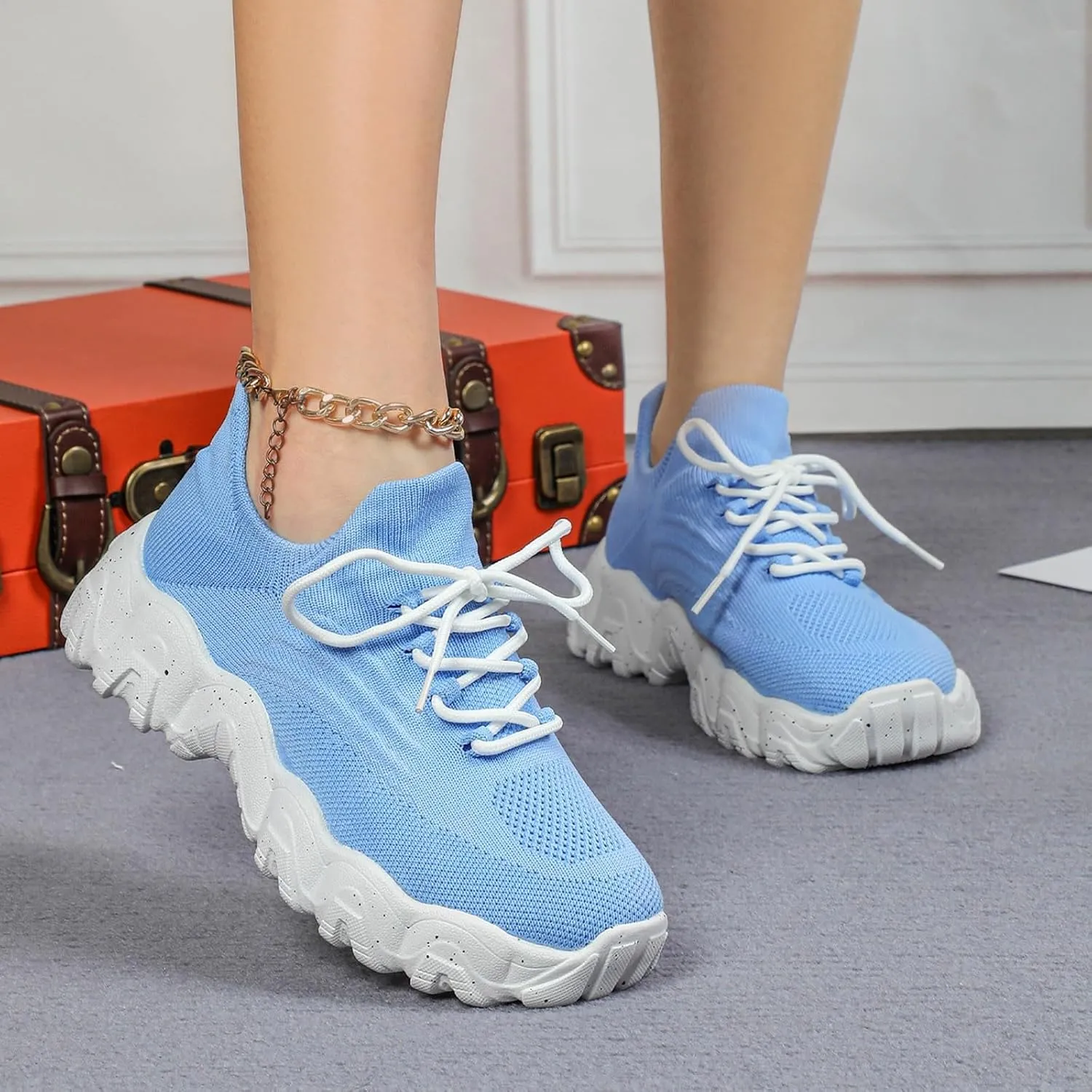 Orthopedic Shoes for Women Nurse Babe Shoes Comfort Wear Mesh Lace Lightweight Low-Cut Sneakers Non-Slip Fashion Breathable Casual Soft Sole Footwear Walking Running Sneakers with Arch Support
