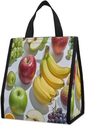 Outdoor Cooler Bags, Fruits Printed Cooler Bag, Insulated Tote Bag, Grocery Tote Bag
