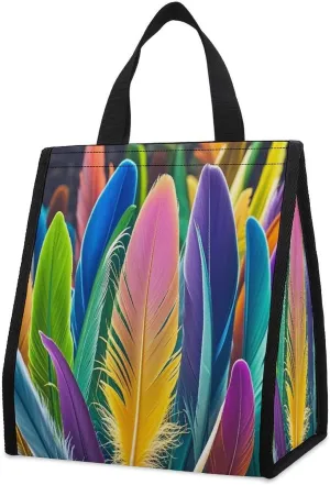 Outdoor Cooler Bags, Lots of Feathers Printed Cooler Bag, Insulated Tote Bag, Grocery Tote Bag