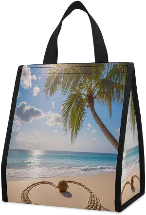 Outdoor Cooler Bags, Romantic Beach Printed Cooler Bag, Insulated Tote Bag, Grocery Tote Bag