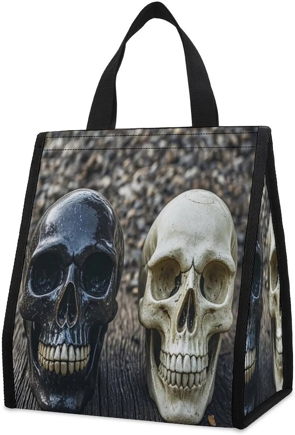Outdoor Cooler Bags, Skull on The Ground Printed Cooler Bag, Insulated Tote Bag, Grocery Tote Bag