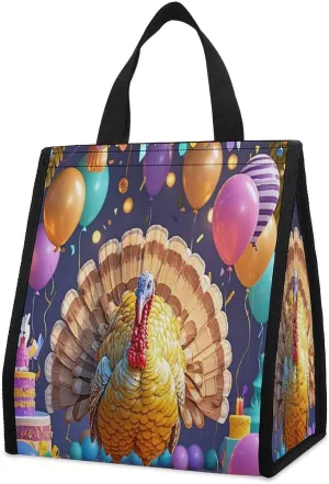 Outdoor Cooler Bags, Turkey Party Printed Cooler Bag, Insulated Tote Bag, Grocery Tote Bag